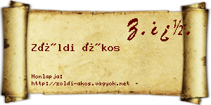 Zöldi Ákos névjegykártya